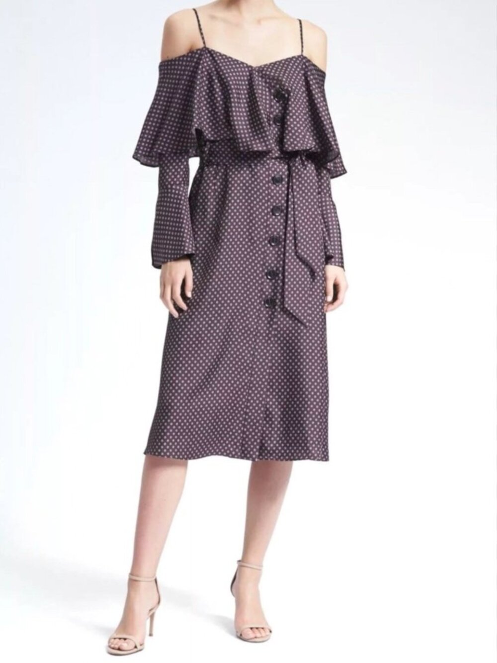 Olivia Palermo x Banana Republic 100% Silk Foulard Print Dress 8 Petite